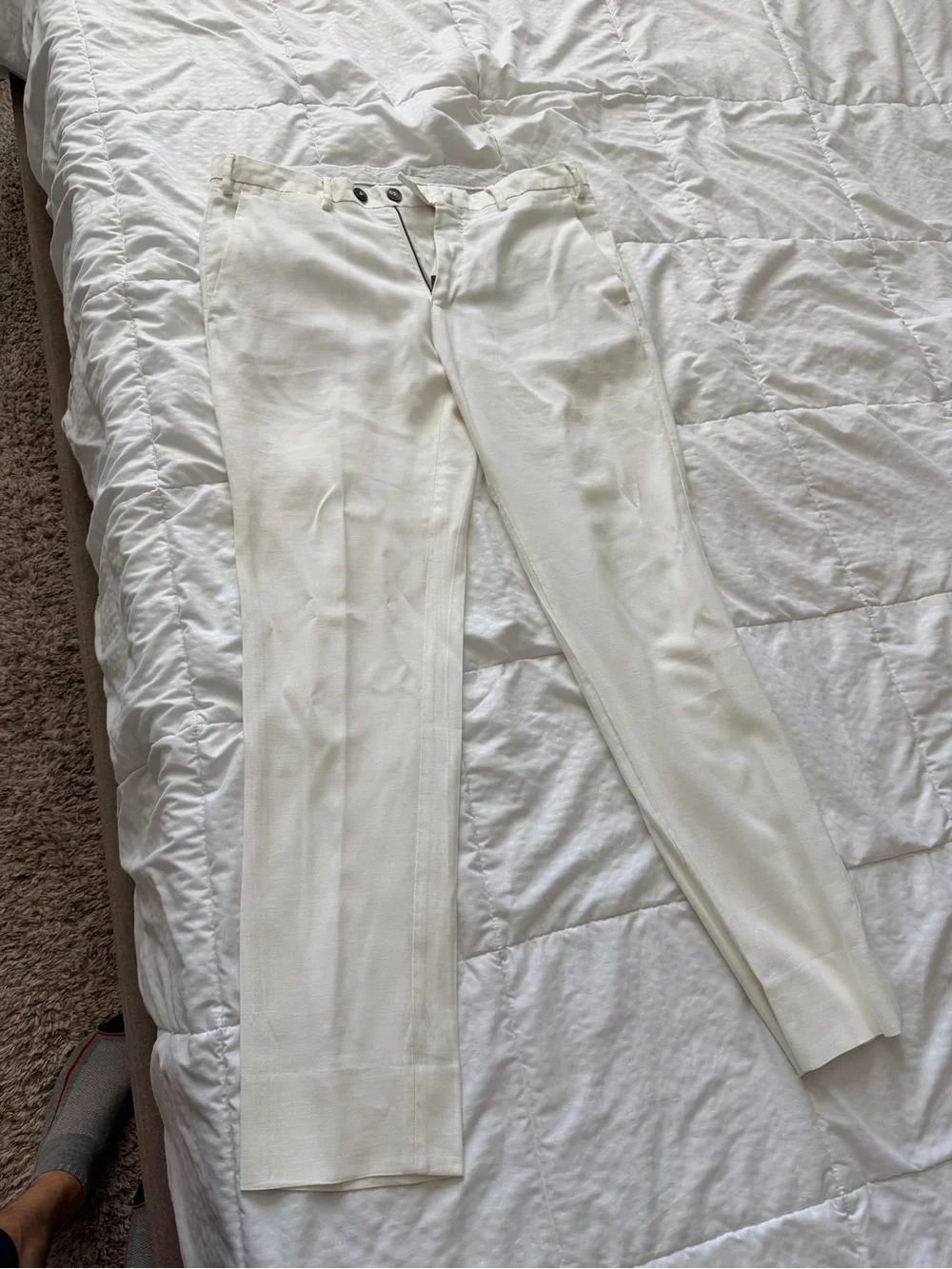 Emporio Armani Men's Cream Dress Pants - Slim Tailored Style